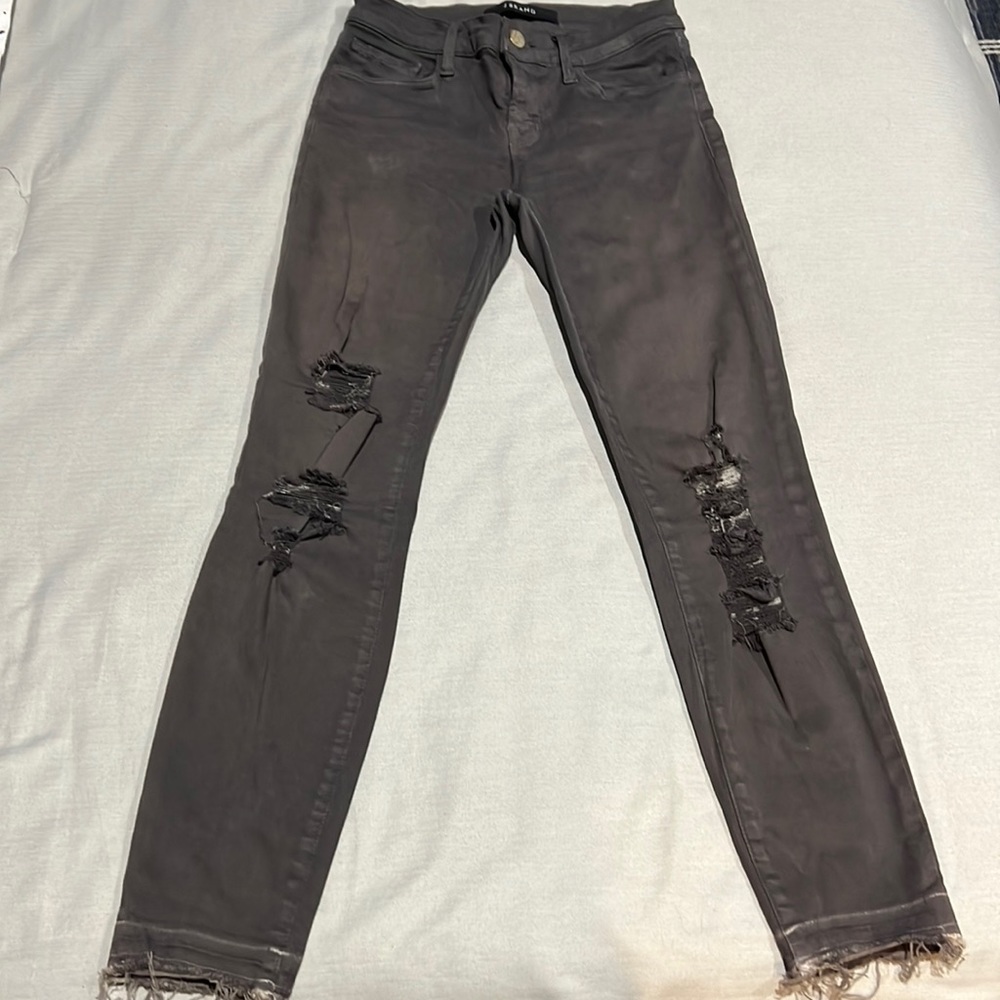 Ripped skinny gray jean